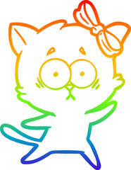rainbow gradient line drawing cartoon cat