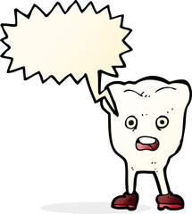cartoon tooth with speech bubble