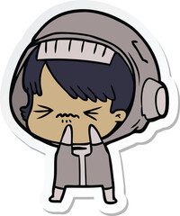 sticker of a angry cartoon space girl