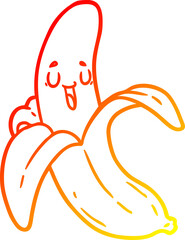 warm gradient line drawing cartoon banana