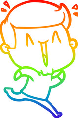 rainbow gradient line drawing cartoon excited man