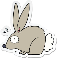 sticker of a cartoon frightened rabbit