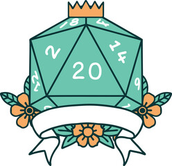 natural 20 critical hit D20 dice roll illustration