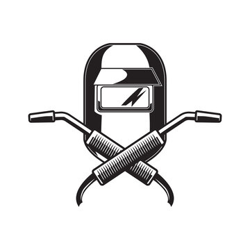 welding mask with crossed torch