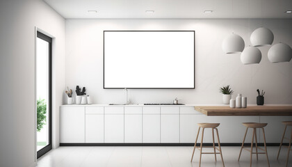 a big wall art frame mockup with white background, minimalist, white background, large frame, simple and elegant, bathroom interior, abstract design, clean lines, wall art in bathroom, bathroom decor,