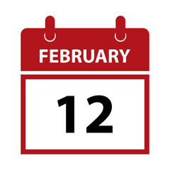 February 12. Vector flat daily calendar icon. Date and time, day, month for birthday, anniversary, appointment, remainder or event. Holiday. National Productivity Day.