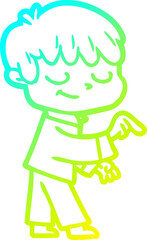 cold gradient line drawing cartoon happy boy