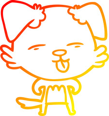 warm gradient line drawing cartoon dog sticking out tongue