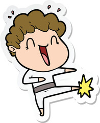 sticker of a cartoon happy man
