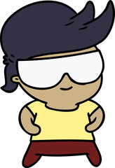 cartoon kawaii kid with shades