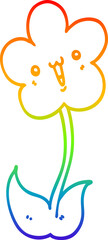 rainbow gradient line drawing cartoon flower
