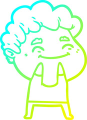 cold gradient line drawing cartoon friendly man