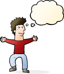 Obraz premium cartoon stressed out man with thought bubble