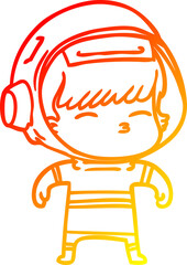 warm gradient line drawing cartoon curious astronaut