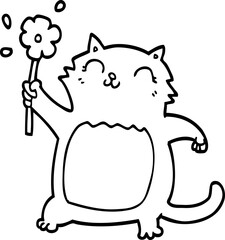 cartoon cat with flower