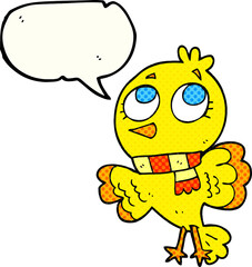 cute comic book speech bubble cartoon bird
