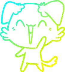 cold gradient line drawing happy little dog cartoon