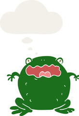 cartoon toad and thought bubble in retro style
