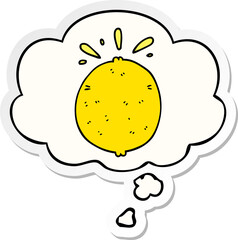 cartoon lemon and thought bubble as a printed sticker