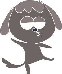 flat color style cartoon bored dog