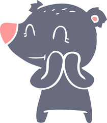 smiling bear flat color style cartoon