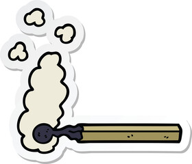 sticker of a cartoon burnt match