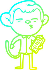 cold gradient line drawing cartoon office monkey