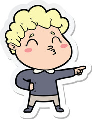 sticker of a cartoon man pouting
