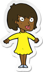 sticker of a cartoon woman wearing dress