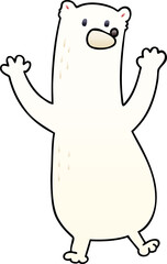 quirky gradient shaded cartoon polar bear
