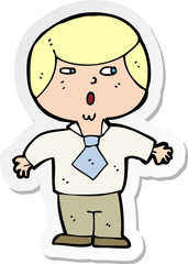sticker of a cartoon shocked boy