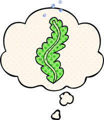 cartoon seaweed and thought bubble in comic book style