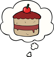 cartoon cake and thought bubble