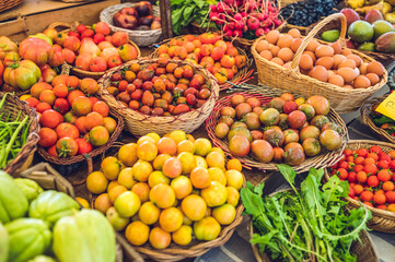 Naklejka na ściany i meble Fruits and vegetables at the market