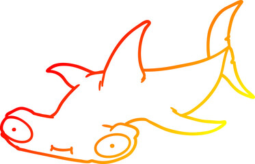 warm gradient line drawing cartoon hammerhead shark - obrazy, fototapety, plakaty