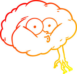 warm gradient line drawing cartoon impressed brain