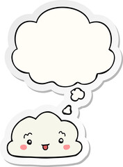 cartoon cloud and thought bubble as a printed sticker