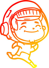 warm gradient line drawing happy cartoon astronaut