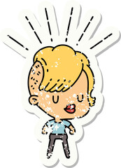 grunge sticker of tattoo style hipster girl