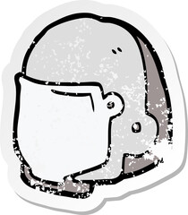 distressed sticker of a cartoon space helmet