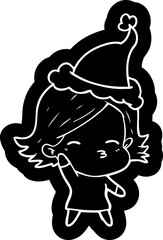 Fototapeta na wymiar cartoon icon of a woman wearing santa hat