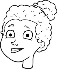 black and white cartoon female face