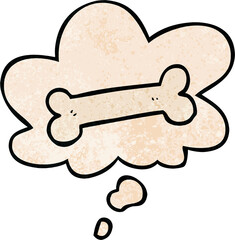 cartoon bone and thought bubble in grunge texture pattern style