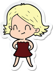 sticker of a cartoon friendly girl