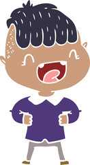 flat color style cartoon happy boy laughing