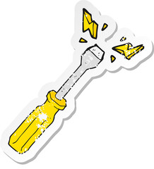 retro distressed sticker of a cartoon screwdriver