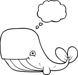 Fototapeta na wymiar thought bubble cartoon happy whale