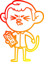warm gradient line drawing cartoon annoyed monkey