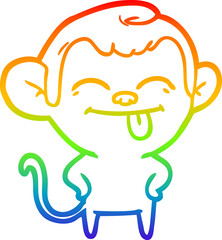 rainbow gradient line drawing funny cartoon monkey