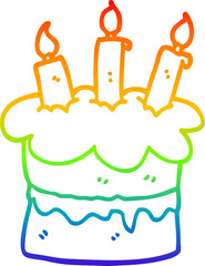 rainbow gradient line drawing cartoon chocolate cake